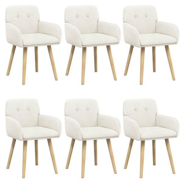 VidaXL Étkező Székek 6 db Bouclé Krémszínű 59 x 57 x 85 cm