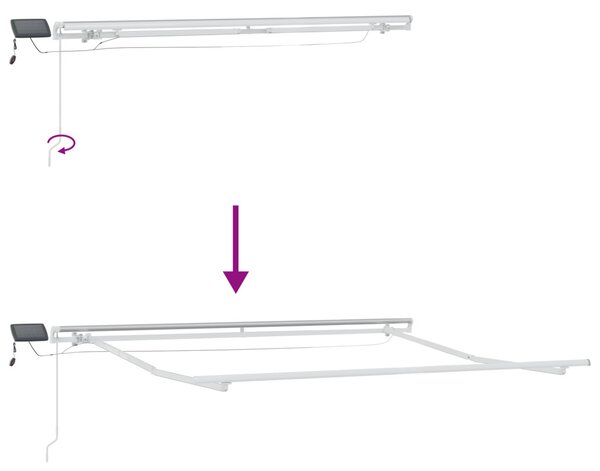 Kézi Behúzható Napellenző LED-del Fehér 300x250 cm