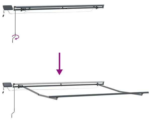 VidaXL Behúzható napellenző Zöld és fehér 300 x 250 cm szövet