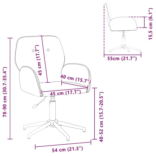 VidaXL Forgós Íróasztali Székek 6 db 54 x 55 x 90 cm Fekete Bársony