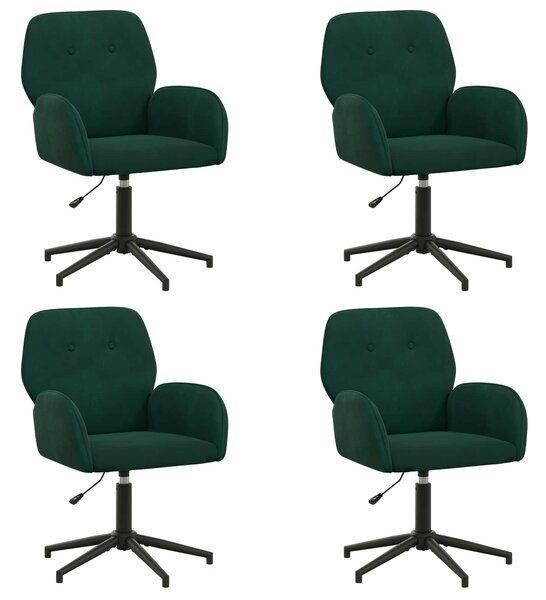 VidaXL Forgós Íróasztali Székek 4 db 54 x 55 x 90 cm Sötétzöld Bársony
