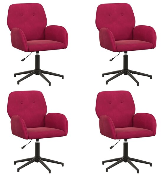 VidaXL Forgós Íróasztali Székek 4 db 54 x 55 x 90 cm Bordó Bársony