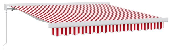 Behúzható napellenző Piros és Fehér 350 x 250 cm Szövet és Fém