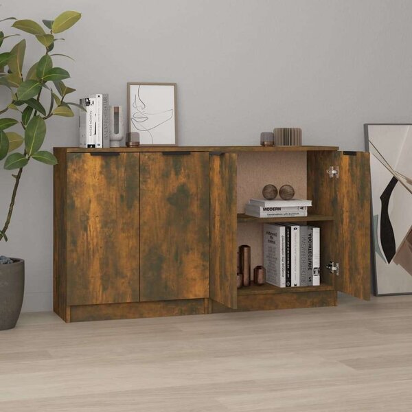 VidaXL 2 db füstös tölgyszínű szerelt fa tálalóasztal 60 x 30 x 70 cm