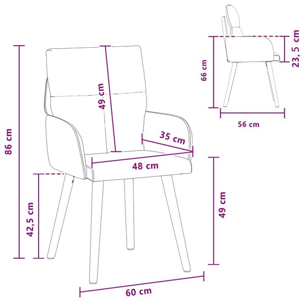 VidaXL Étkező Székek 4 db Szövet Fekete 60 x 56 x 96 cm