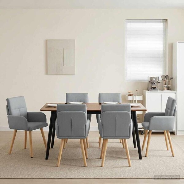 VidaXL Étkező Székek 6 db Szövet Világosszürke 60 x 56 x 96 cm