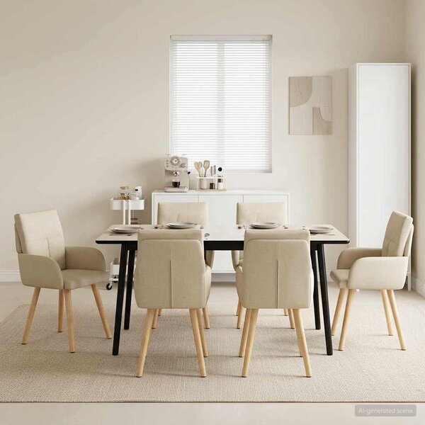VidaXL Étkező Székek 6 db Szövet Krémszínű 60 x 56 x 96 cm