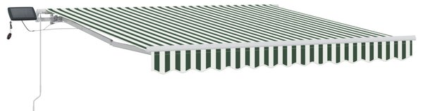 VidaXL Behúzható napellenző Zöld és Fehér 300 x 250 cm Szövet és Acél
