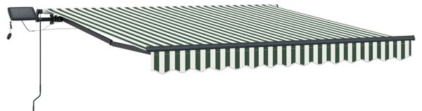 VidaXL Behúzható napellenző Zöld és fehér 300 x 250 cm szövet
