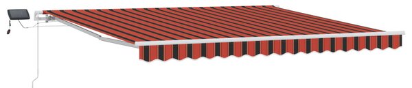 Kézi Behúzható Napellenző LED világítással Narancs és Barna 400x300 cm