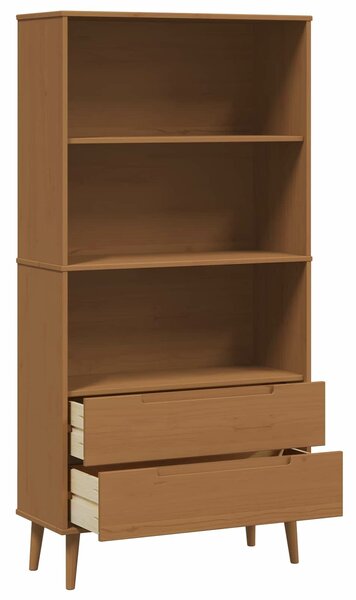 VidaXL Könyvszekrény MOLDE 85 x 35 x 170,5 cm Tömör Fenyőfa Karamell