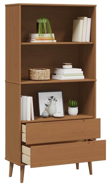 VidaXL Könyvszekrény MOLDE 85 x 35 x 170,5 cm Tömör Fenyőfa Karamell