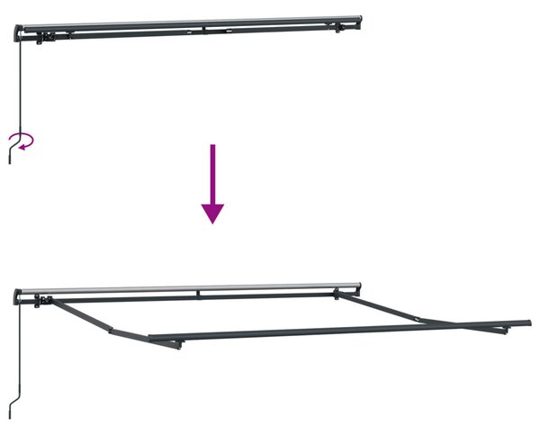 VidaXL Behúzható napellenző Piros és Fehér 350 x 250 cm