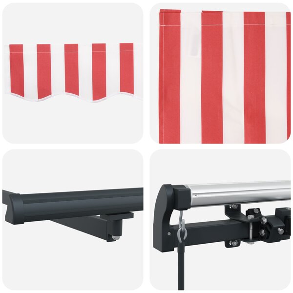 VidaXL Behúzható napellenző Piros és Fehér 350 x 250 cm