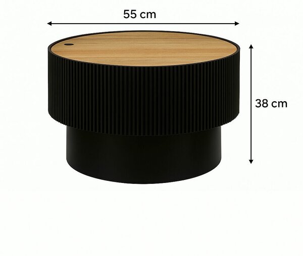 Atmosphera Enola Dohányzóasztal, MDF, 55 cm - Fekete