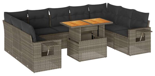 VidaXL Polyrattan Kerti Ülőgarnitúra - 10 részes - Szürke