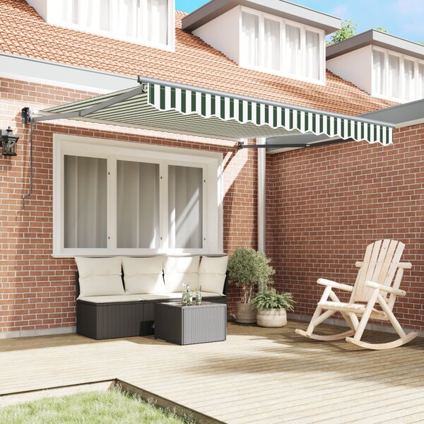 Napernyő Zöld és Fehér 350 x 250 cm Poliészter és fém