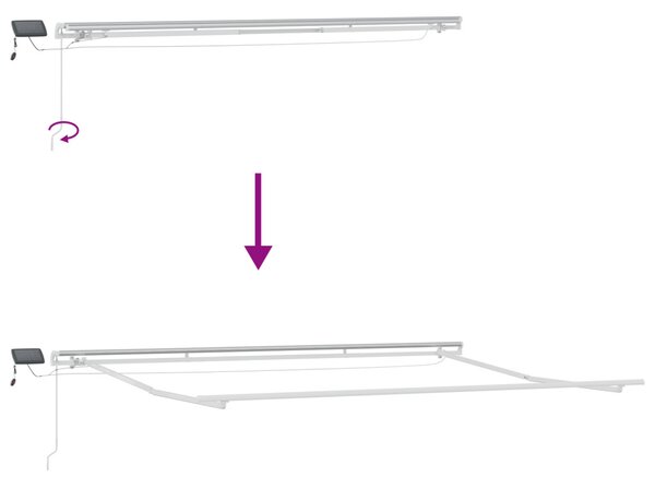Kézi Behúzható Napellenző LED Többszínű Csík 400x300 cm