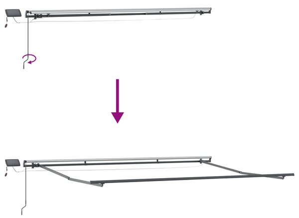Kézi Behúzható Napellenző LED-del Fehér 450x300 cm