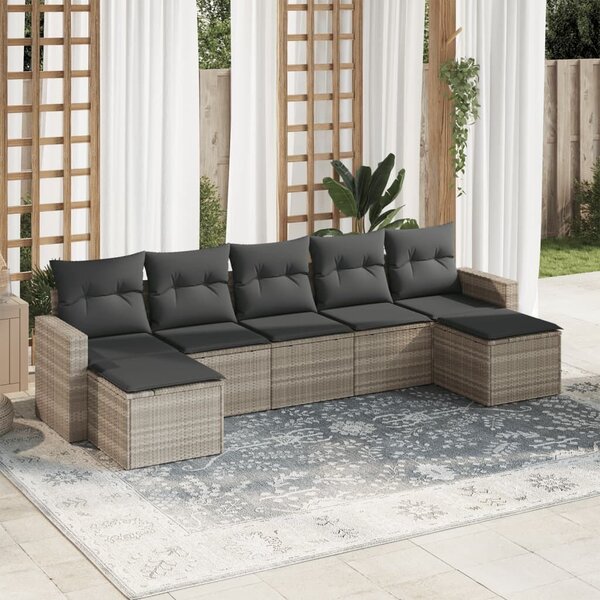 VidaXL Polyrattan Kerti Ülőgarnitúra - 7 részes - Világosszürke