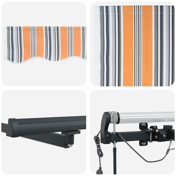 Automatikus Behúzható Napernyő LED Színes Csíkkal 450x300 cm