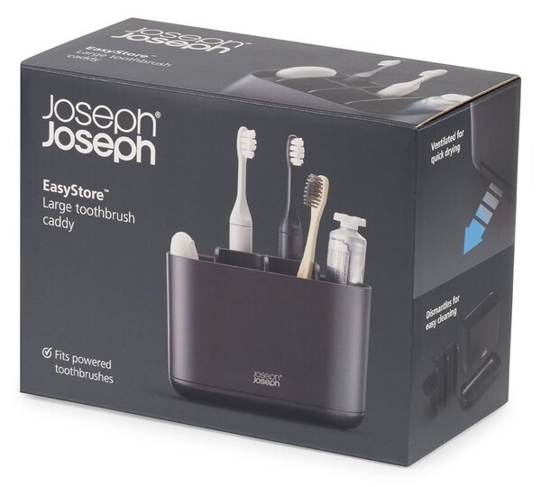 Fekete műanyag fogkefetartó állvány EasyStore – Joseph Joseph