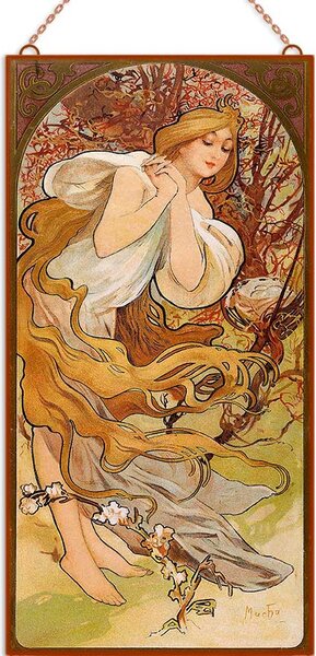 Alfons Mucha - Tavasz (3) üvegkép, falikép