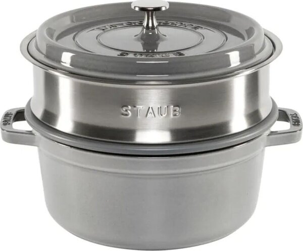 Staub La Cocotte Öntöttvas Főzőedény Rozsdamentes acél Gőzölőbetéttel Ø24cm 3,8L - Grafitszürke