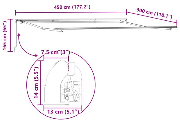 VidaXL Napernyő 450 × 300 cm Poliészter