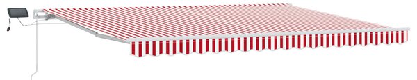 VidaXL Behúzható napellenző Piros és Fehér 450 × 300 cm Szövet és Acél