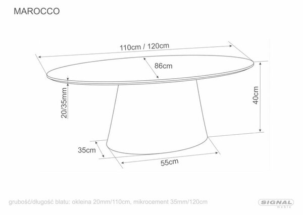 Marocco Ława MDF Mikrocement Écru