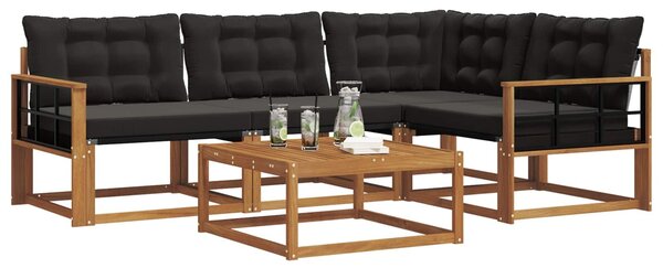 Kültéri kanapé szett párnával 5 pcs Természetes és fekete