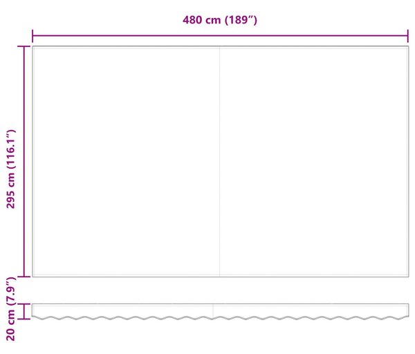 VidaXL Napernyő Piros és Fehér 500 × 300 cm Poliészter és fém