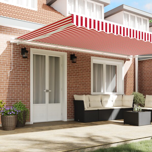VidaXL Napernyő Piros és Fehér 500 x 300 x 165 cm Poliészter és fém