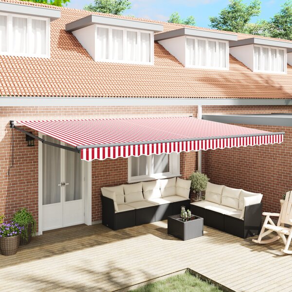 VidaXL Napernyő Piros és Fehér 500 × 300 cm Poliészter és fém