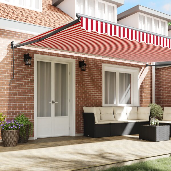 VidaXL Napernyő Piros és Fehér 500 × 300 cm Poliészter és fém