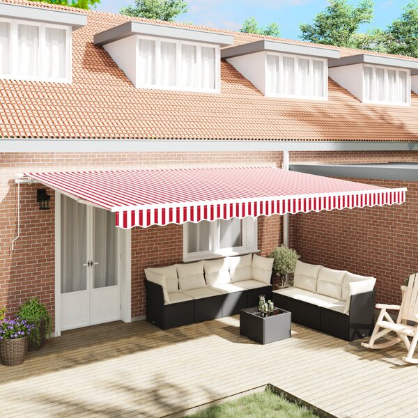 VidaXL Napernyő Piros és Fehér 500 x 300 x 165 cm Poliészter és fém