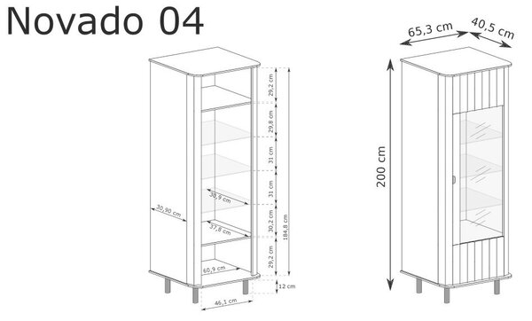 Novado NO-4 vitrin, agyagszürke