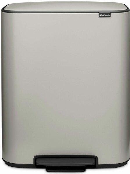 Szemétkosár Brabantia Bo Pedal 1010448, 60 L, Lágy zárás, Csúszásmentes talp, Világosszürke