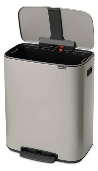 Szemétkosár Brabantia Bo Pedal 1010448, 60 L, Lágy zárás, Csúszásmentes talp, Világosszürke