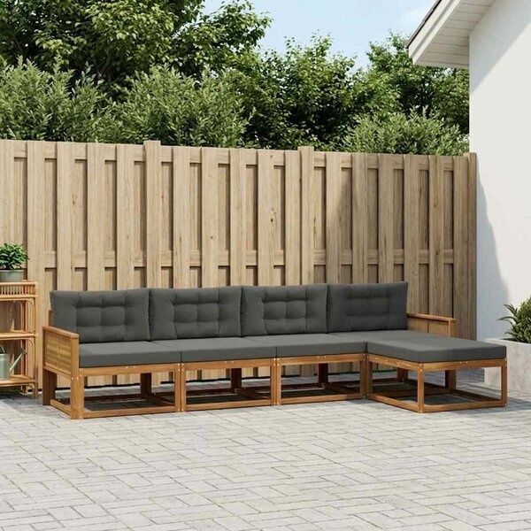 Kültéri kanapé szett párnával 5 pcs Természetes és antracit