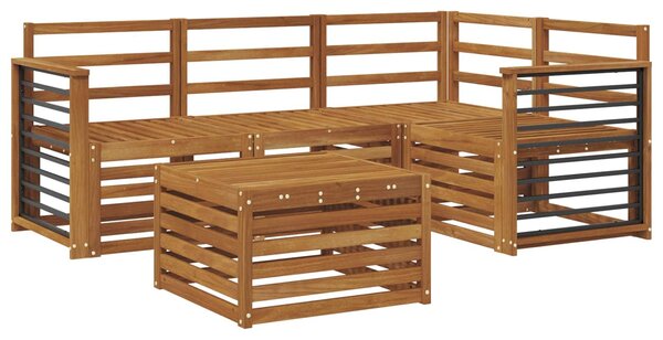 Kültéri kanapé szett 5 pcs Természetes Tömör Akácfa