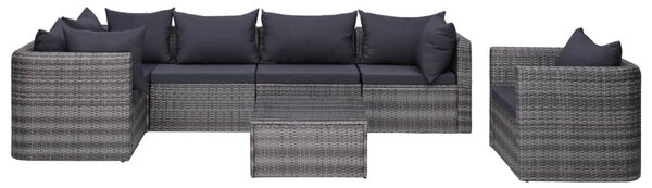 Polyrattan Kerti Bútorszett - 7 részes - Szürke