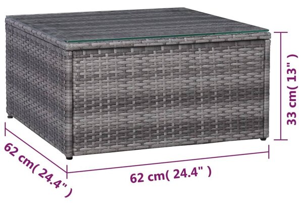 Polyrattan Kerti Bútorszett - 7 részes - Szürke