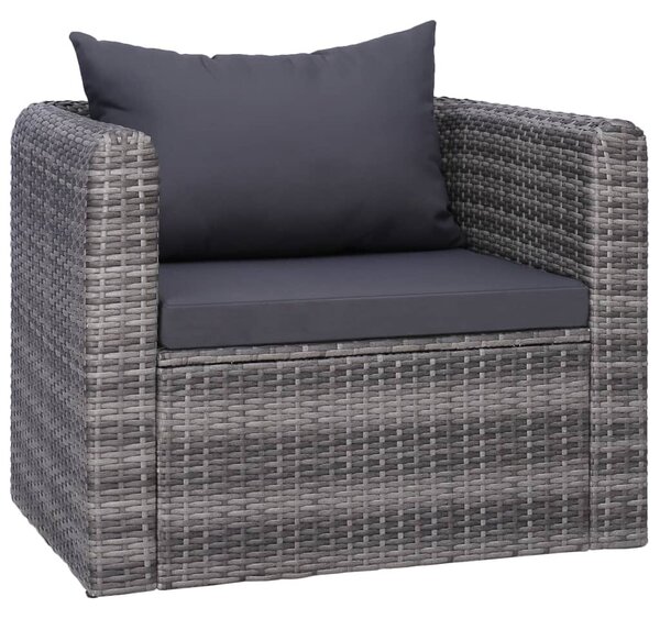 Polyrattan Kerti Bútorszett - 7 részes - Szürke
