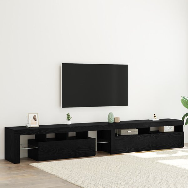 TV szekrény LED-del 2 pcs Fekete tölgy 260 x 37 x 40 cm Faanyag