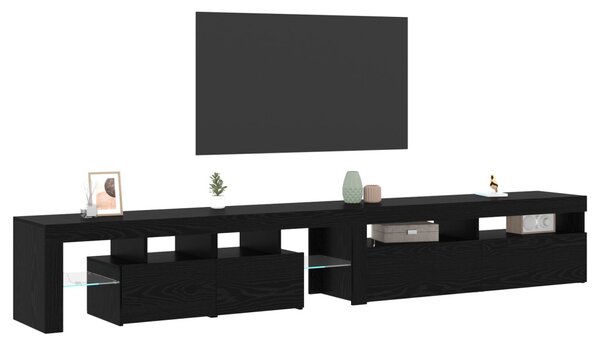 TV szekrény LED-del 2 pcs Fekete tölgy 260 x 37 x 40 cm Faanyag
