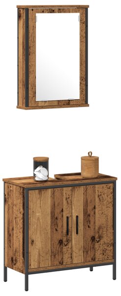 Fürdőszoba bútor szett polcokkal tárolóval 2 pcs Barna Faanyag