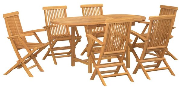 VidaXL Kert étkező szett 7 pcs Barna 160 x 80 x 75 cm Tömör tíkfa