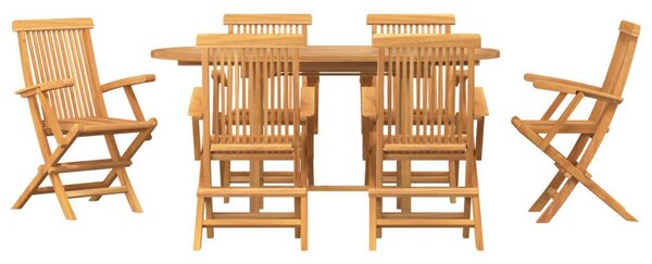 VidaXL Kert étkező szett 7 pcs Barna 160 x 80 x 75 cm Tömör tíkfa